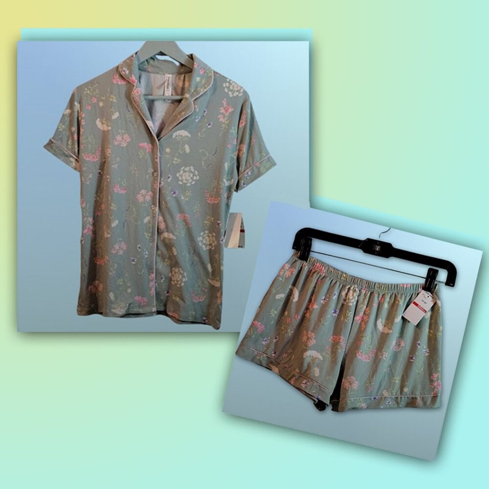 SLEEPWEAR TOP & SHORT FLORA NIKROOZ Floral  Pajama Set Size XS  NWT 2pc